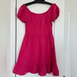 Mini Hot Pink Linen blend dress